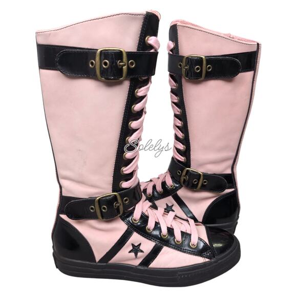 Converse RARE 2005 XXHI Star 70 Peach Blossom Pink Black Buckle Sneaker Boot 11 - Picture 1 of 15